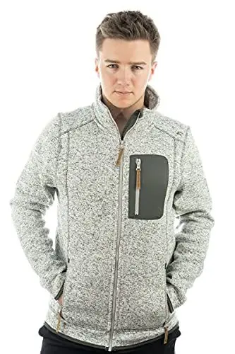 Produktbild: OS Trachten Orbis Herren Fleecejacke Strickfleecejacke Freizeitjacke mit Stehkragen hochgeschlossen Nucku, Größe:XXXL, Farbe:Mittelgrau