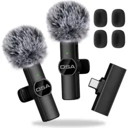 Produktbild: OSA USB-C Wireless Lavalier Mikrofon für iPhone 15 Serie/Android/Type-C Smartphone Laptop, Kabelloses Mikrofon für Videoaufnahme Mini Mikrofon, Live Streaming, TikTok, Vlog, YouTube, Interview