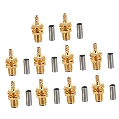 Produktbild: OSALADI 10 Stück SMA Buchse Crimp HF Stecker Vergoldet Crimp Gerade Verbindungskabel Für Fernseher Und Receiver Antennenkabel SAT Schnelle Verbindung