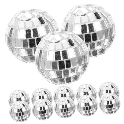 Produktbild: OSALADI 12stücke Spiegel Disco Kugeln Zum Aufhängen Reflektierende Dekoration Für Partys Hochzeiten Geburtstagsfeiern Glänzende Hängedekoration Für Festliche Anlässe