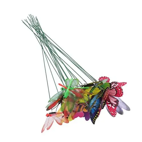 Produktbild: OSALADI 18 Stücke Dekorative Stakes Kunststoff Libelle Und Schmetterlinge Ornamente Stakes Für Terrasse