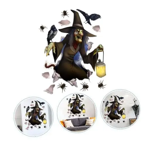 Produktbild: OSALADI Halloween 3d Aufkleber Selbst-adhesive Party Tapete Starke Haftung Schwarz