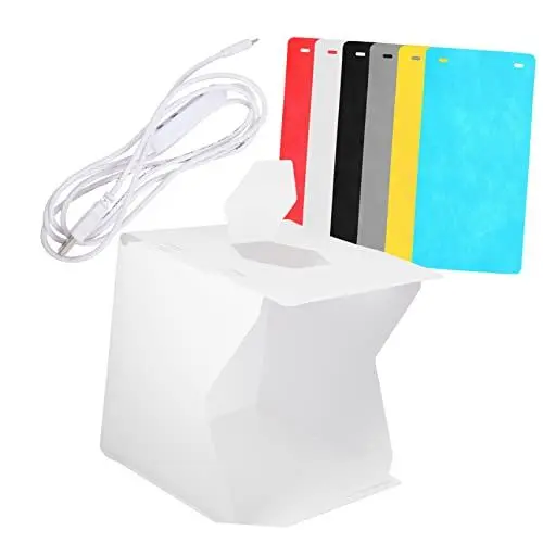 Produktbild: OSALADI 1 Set-Box Foto schießen Zelt kit Fotografie-Tool Foto-Shooting-Kit LED licht Box Foto Soft Box tragbarer Kameraring Fotografie-Kit Zubehör Lichtkasten Suite Abs Weiß
