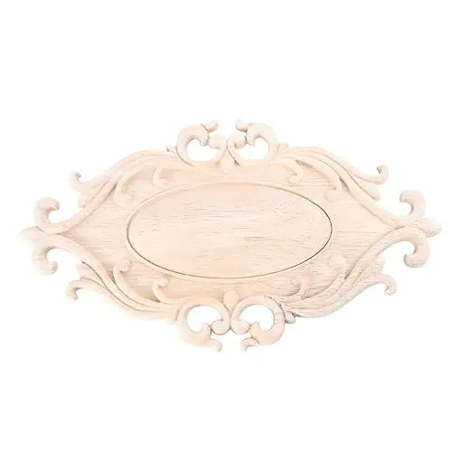 Produktbild: OSALADI 1stk Holzleiste Oval Holzauflagen Für Schränke Dekorative Onlays Applikationen Handgeschnitzte Holzgeschnitzte Applikationen Holzapplikationen Für Möbel Türschrank Bambus Blumen