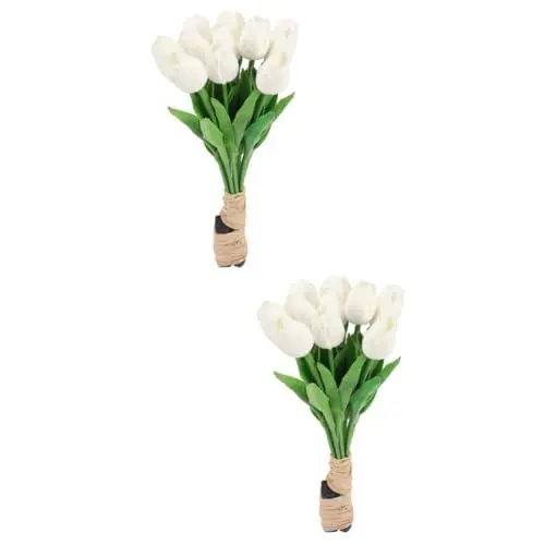Produktbild: OSALADI 24 STK Dekorative Lichter Hochzeits-illusionslampe Bonsai-Baum-tischlampe Gefälschter Tulpenstrauß Lebensechte Blumenpflanze Led-tulpe Weiß Umgebungslicht Künstlich Plastik 3D