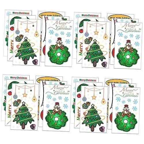 Produktbild: OSALADI 24 Stk Weihnachtsfensteraufkleber Schneemann Fenster haftet Urlaubsfenster Geburt Weihnachtsfensterbilder Fensterdeko Weihnachten schmücken abnehmbare Wandhalterung PVC