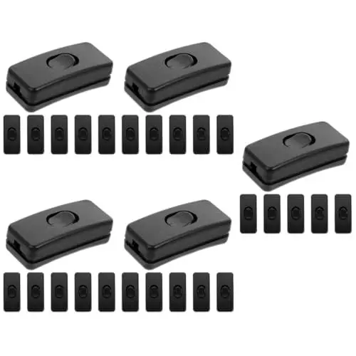 Produktbild: OSALADI 25 Stk Dimmer Einschalten/Ausschalten elektrisch ein aus leichte Wippe ein aus auf Wippe Inline-Kabel Spiral- Plug-in-Lampe elektrischer Schalter Joystick rotieren Knopf Abs