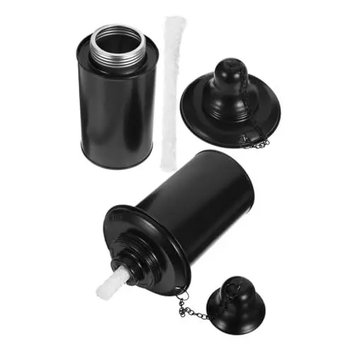 Produktbild: OSALADI 2St Fackelglas Gartenfackel Behälter Metallfackel feuerkorb Flamme Ersatzbehälter für Outdoor-Taschenlampen Brennerbrennstoff Brennstoffbehälter mit Docht Fackeltank Eisen Black