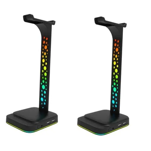 Produktbild: OSALADI 2St Kopfhörerständer Schreibtisch-Headset-Halter RGB-Headset-Ständer Tabletop zubehör Gaming Headset Halterung powerank Ausstellungsregale Kopfhörerhalter LED-Headset-Ständer Abs