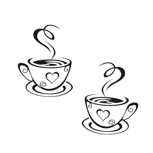 Produktbild: OSALADI 2 Bögen Kaffeetassen-wandaufkleber – Wanddekoration Für Die Küche Pvc-material Einfach Abziehen Und Aufkleben Wandkunst-aufkleber