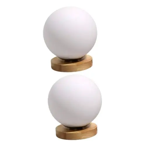 Produktbild: OSALADI 2 STK Touch-Tischlampe Nachtlicht für Kinderzimmer Kugellampe mit Holzsockel Schreibtischlampen Nordisches Licht dekorative Lampe einfach Kugel Licht schmücken