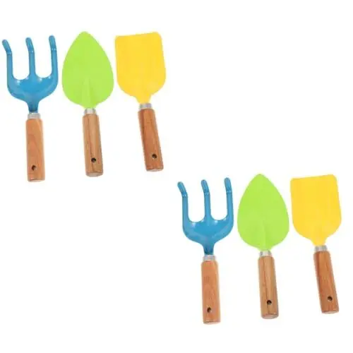 Produktbild: OSALADI 2 Sätze Gartenwerkzeug-Set Strand Spielzeug gartenutensilien kinderwerkzeug gartengeräte Kinder Kinder-Mini-Rechen kleine Sandschaufel Outdoor-Gartenwerkzeug Garten-Kit hölzern