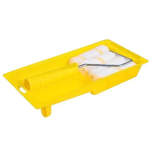Produktbild: OSALADI 2 Sätze Walzenbürste Farbroller reinigen Mini-Werkzeuge Rollpinsel Farbrollerrahmen Malerwerkzeug tapetenkleister Farbbürstenrollen-Kit Farbroller-Tablett superfeine Faser Yellow
