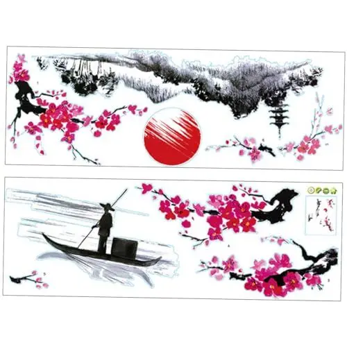 Produktbild: OSALADI & River Fisherman Wandaufkleber - 2er-pack - Pvc-material - Einfaches Abziehen und Aufkleben