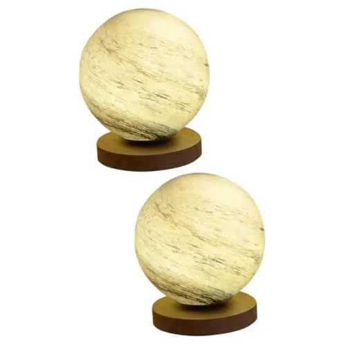 Produktbild: OSALADI 2 Stk LED-Mondlicht dimmbare Mondlampe Mond Lichterketten 3D-Sterne-Mondlicht kindernachtlichtlicht nachtlampe kinder blaue Schreibtischlampe Tischlicht Dekorlampe Massivholzbasis