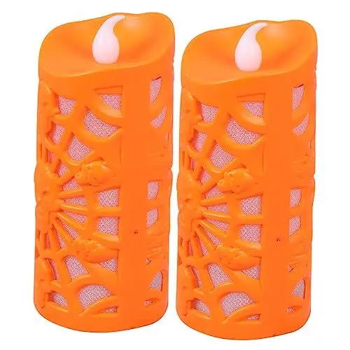 Produktbild: OSALADI 2 Stücke Halloween Prop Lampen Spinnennetz Dekorative Lampen für Halloween Spinnen Ornamente Orange