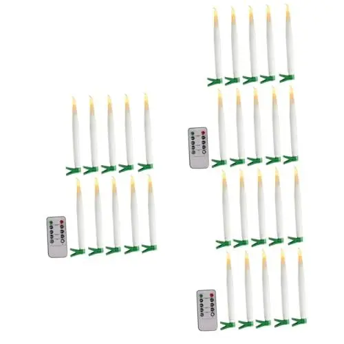 Produktbild: OSALADI 30 Stk Weihnachten Led-elektronik Pole Clip Kerzenlichter Flammenlose Kerzenlichter Flammenlose Spitzkerzen Geführter Flammenloser Leuchter Votiv-led-kerzen Weiß Konisch Zubehör Pp