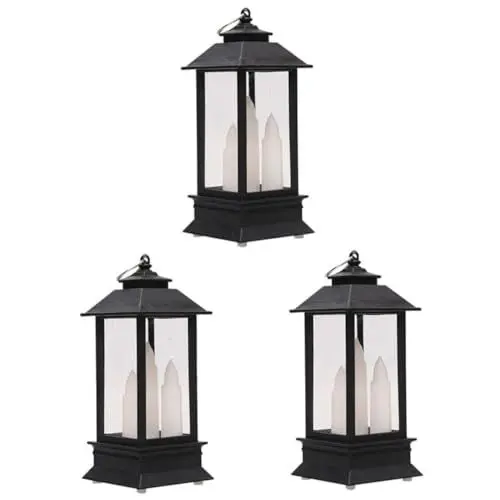 Produktbild: OSALADI 3 Stk Laterne Weihnachtsschmuck weihnachtswindlicht dekorativ dekoration schlafzimmer christmas lights Weihnachtsdekorationen Kerzenhalter Nachtlicht Partyschmuck Plastik Black