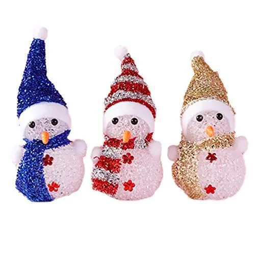 Produktbild: OSALADI 3 Stücke LED Schneemann Figur Nachtlicht Dekofigur Weihnachtsdeko Beleuchtung Weihnachten Tischdeko Beleuchtet für Xmas Dekoration Feengarten Deko Weihnachtsgeschenke(Zufällige Farbe)