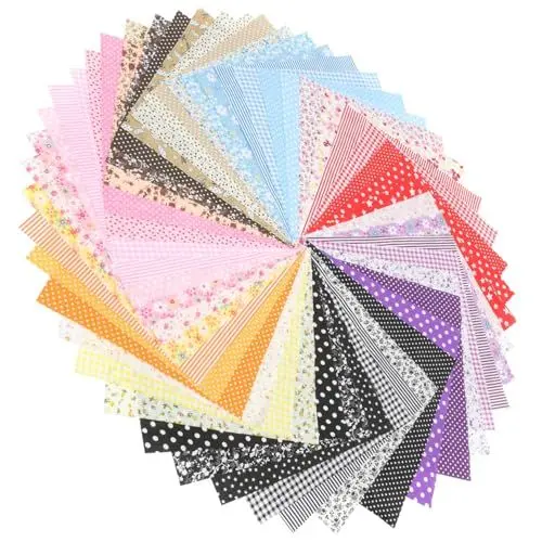 Produktbild: OSALADI 49 Stück Teiliges Baumwoll Patchwork Stoffset Diy Stoffbögen für Kreative Nähprojekte für Wohnaccessoires Kissen Puppenkleidung und Mehr