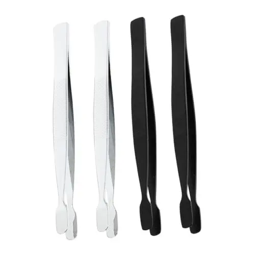 Produktbild: OSALADI 4-teiliges Dünnes Stempel-pinzetten-set Metallstempel Sammlerwerkzeuge Flache Spitze Wimpernpinzette Für Wimpernclip