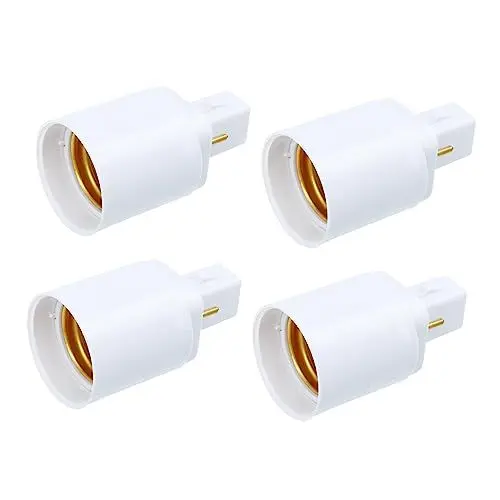 Produktbild: OSALADI 4 Stück G24D-Konvertierung Lampenkopf E12-Buchse Steckeradapter Splitterstecker Steckdose E27-Lampensockel Fassung E27-Lampensockeladapter G24-Auf-E27-Adapter (Metallmaterial)