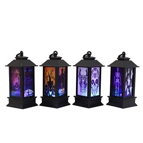 Produktbild: OSALADI 4stücke Halloween -lampe Mit Kürbis-schädel-muster Bunte Lichteffekte Für Innen Und Außendekoration Für Halloween-partys Feste Und Gruselige Anlässe