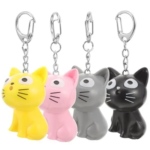 Produktbild: OSALADI 4 Stück Led-Licht-Schlüsselanhänger Led-Katzen-Schlüsselanhänger Mit Sound Taschenlampe Tier-Taschenlampe Schlüsselanhänger Zum Aufhängen Von Anhängern Für