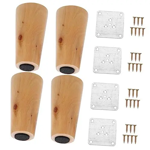 Produktbild: OSALADI 4 Stück Sofabeine Aus Holz Schreibtischbeine Möbelbeine Bettbeine Ersatz Couchtisch Schreibtischfüße Stuhlbeine Loveseat Holzbeine Ersatz-ottomanenbeine Runden Sessel Hölzern
