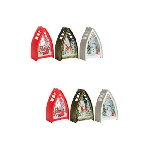 Produktbild: OSALADI 6 Stk Weihnachtsbeleuchtung Flammenlose Weihnachtskerzen Urlaubsdekoration Weihnachtslaterne Laterne Dekorativ Weihnachtsnachtlampe Schneemann Nachtlicht Weihnachtsmann-lampe Glas