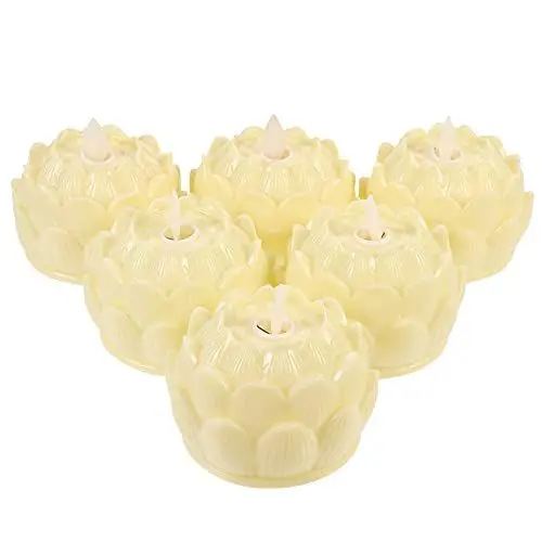 Produktbild: OSALADI 6st Lotus-kerzenlicht Geführte Atmosphäre Lotus-nachtlicht Buddha-lotuslampe Buddhistisches Lichtdekor Lotuskerze Geführt Geformte Lampe Design-lampe Ornamente Plastik Haushalt