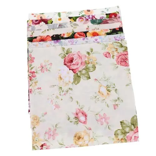 Produktbild: OSALADI 7blätter Baumwolle Stoff Mit Blumenmuster Patchwork DIY Material Handgestempelter Baumwollstoff Leinwandbindung Für Selbermachen Dekorationsmaterial