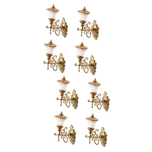 Produktbild: OSALADI 8 Stk Puppenhaus Wandleuchte Batterie wandleuchte Miniatur-Straßenlaterne modellbau material puppenstuben beleuchtung -Möbel Außenwandleuchten Miniaturlampe kleine Wandlampe