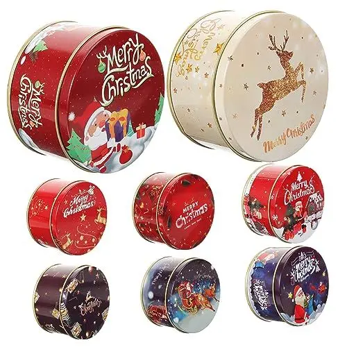 Produktbild: OSALADI 8 Stk Weihnachtsglas Mini-blechdose Kleine Weihnachtliche Blechdose Behälter Für Weihnachtsplätzchen Weihnachtsbonbonbehälter Kekse Dose Keksdosen Geschenk Weißblech Brot-box