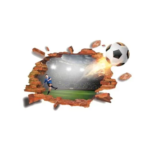 Produktbild: OSALADI Fußball-wandaufkleber Rissiger Wandeffekt Selbstklebendes Wandaufkleber Für Schlafzimmer Wohnzimmer Büro Abnehmbar Wiederverwendbar Umweltfreundlich Wandkunst-