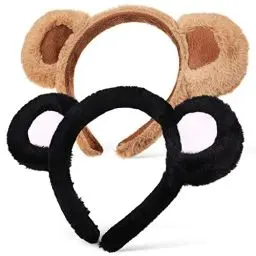Produktbild: OSALADI Bärenohren-Stirnbänder 2Er-Pack Niedlicher Tierohr-Stirnband-Haarreifen Flauschiges Schwarzes Braunes Bärenohr-Haarband-Stirnband-Cosplay-Kostüm Für Kinder Halloween
