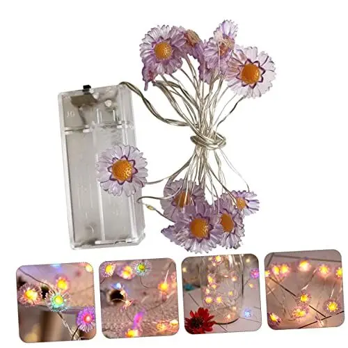Produktbild: OSALADI Gänseblümchen- -lichter 20 -birnen 2 M Lange Lichterkette Batteriebetrieben Zum Aufhängen Weihnachtslichterkette Blumenlichter Gänseblümchen Als Dekoration
