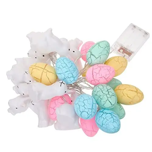 Produktbild: OSALADI Ostereier Knacken Kaninchen Lichterkette Led-eier-fee-licht Osterhasenverzierung Ostern Fensterlicht Eierlichter Girlande Osterbaumschmuck Innendekoration Plastik Beleuchtung Riss
