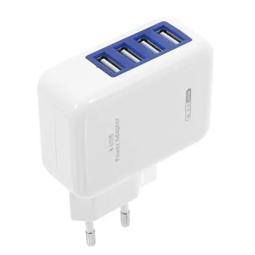Produktbild: OSALADI 4 Port USB Ladegerät 5V Tragbarer USB Handy Ladeadapter Mit EU Stecker Für Smartphones Und Tablets Multi Port USB Charger Für Schnelles Aufladen