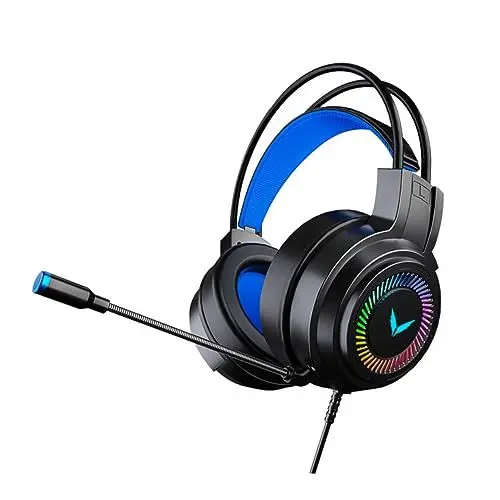 Produktbild: OSALADI Gaming-kopfhörer Mit Drehbarem Mikrofon Und Geräuschunterdrückung Kompatibel Mit Pc Laptop Tablet Und Handy Bequeme Ohrpolster Mit Led-Beleuchtung