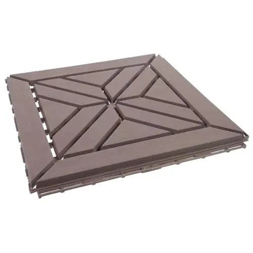 Produktbild: OSALADI Zusammengebauter Holz-kunststoff-boden Kunststoffboden Im Außenbereich Ineinandergreifende Terrassenfliesen Balkonboden Aus Kunststoff Gartenboden Deckfliese Plastik Brown