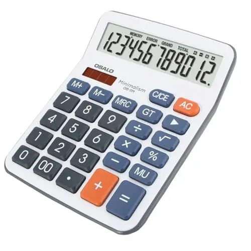 Produktbild: OSALO Taschenrechner Große Tasten Grosse Display Solar 12-Stelliger Tischrechner Bürorechner für Senioren(OS-5M)