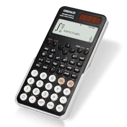 Produktbild: OSALO Wissenschaftlicher Taschenrechner 252 Funktionen, 2-zeiliges geschriebenes Display mit Schiebedeckel für Schüler der Sekundarstufe (OS 82ES Plus 2nd Edition)