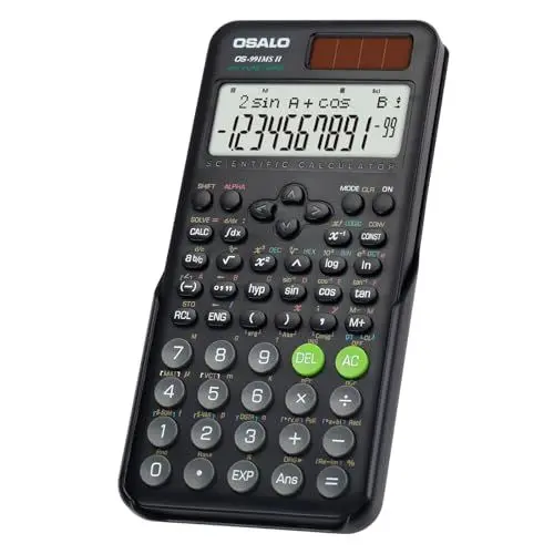 Produktbild: OSALO Wissenschaftlicher Taschenrechner 401 Funktion 10+2 Stellen Geschriebenes Display Solar und Batterie Rechner Schutzhülle für Schule Schwarz (OS 991ES Plus 2nd Edition)…