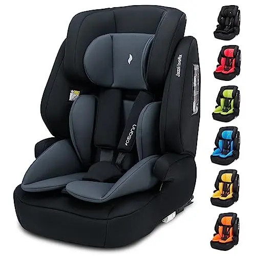 Produktbild: Osann Jazzi Isofix – Der sichere Kindersitz ab 1 Jahr (76–150 cm), mitwachsend mit Isofix & Top-Tether, Schutz & Geborgenheit auf jeder Fahrt - Nero