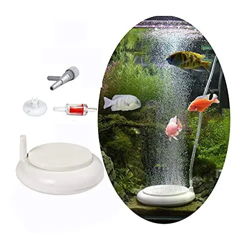 Produktbild: OsAtNb Aquarium Luftstein Sauerstoff Stein, 50mm Leise Nano Aquarium Sprudler Rund Sauerstoffblasen-Diffusor Luftausströmer für Aquarium, mit Saugnapf und Schlauch Geeignet für 45-120cm Tank