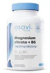 Produktbild: Osavi - Magnesiumcitrat + Vitamin B6 | Aktiviertes Vitamin B6 (P-5-P) kombiniert mit bioverfügbarem Magnesium - Für Nerven, Energie & Muskelfunktion | 90 Kapseln