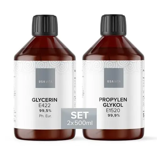 Produktbild: OSAVITA® Glycerin E422 Ph. Eur. & Propylenglykol E1520 Set I Höchste pharmazeutische Qualität I Made in Germany I Sparset 2x 500 ml