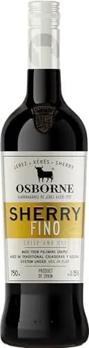 Produktbild: Osborne Sherry Fino – Hochwertiger, trockener Sherry, hergestellt nach dem Solera-Verfahren aus Andalusien in Spanien mit 15% vol. (1 x 0,75l)