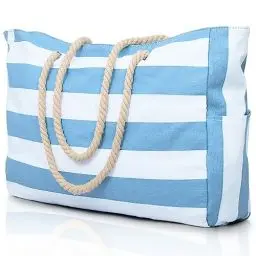 Produktbild: oscaurt Strandtasche Groß Saunatasche Reisetasche Tote Bag Badetasche mit Reißverschluss Shopper Tasche Damen Strandtasche XXL Familie Einkaufstasche Umhängetasche